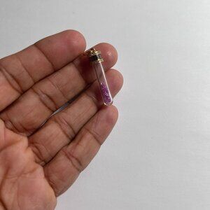 14K Rose Gold and Diamond Glass Vial Pendant with Pink Sapphires